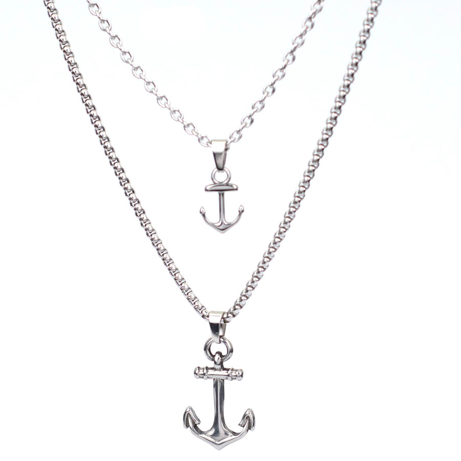 Men Accessories Neck Chain - Hiphop Anchor Necklace For Men 2Pcs/Set